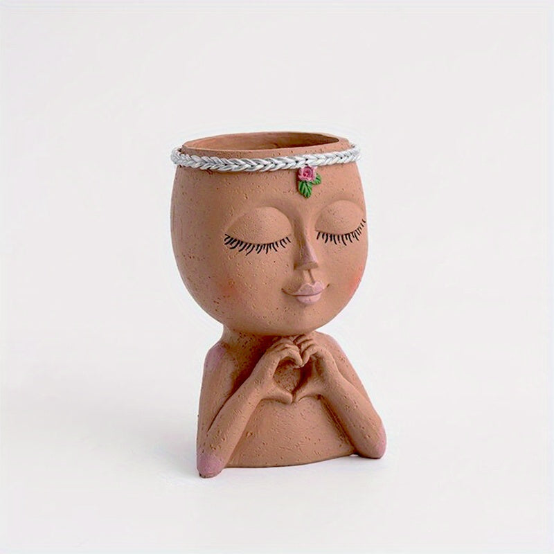 Love Gesture Girl Flower Pot