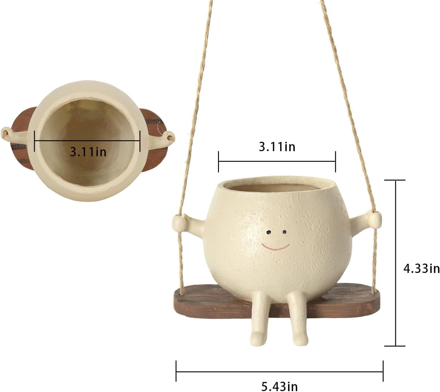 Swing Face Planter Pot Hanging Resin Flower Head Planters