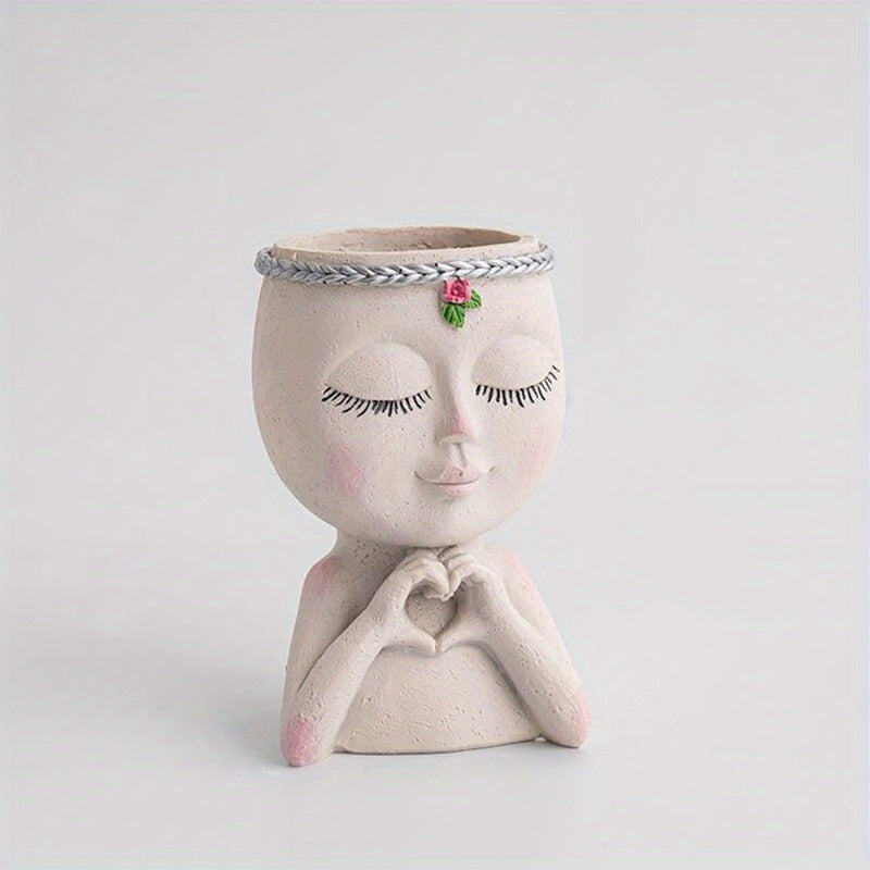 Love Gesture Girl Flower Pot