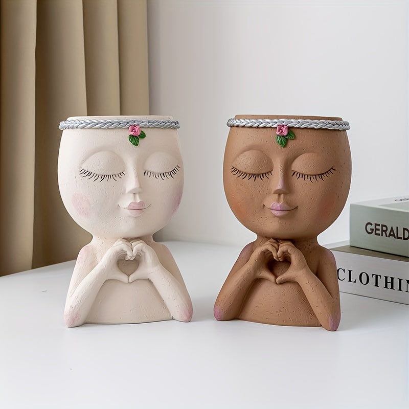 Love Gesture Girl Flower Pot