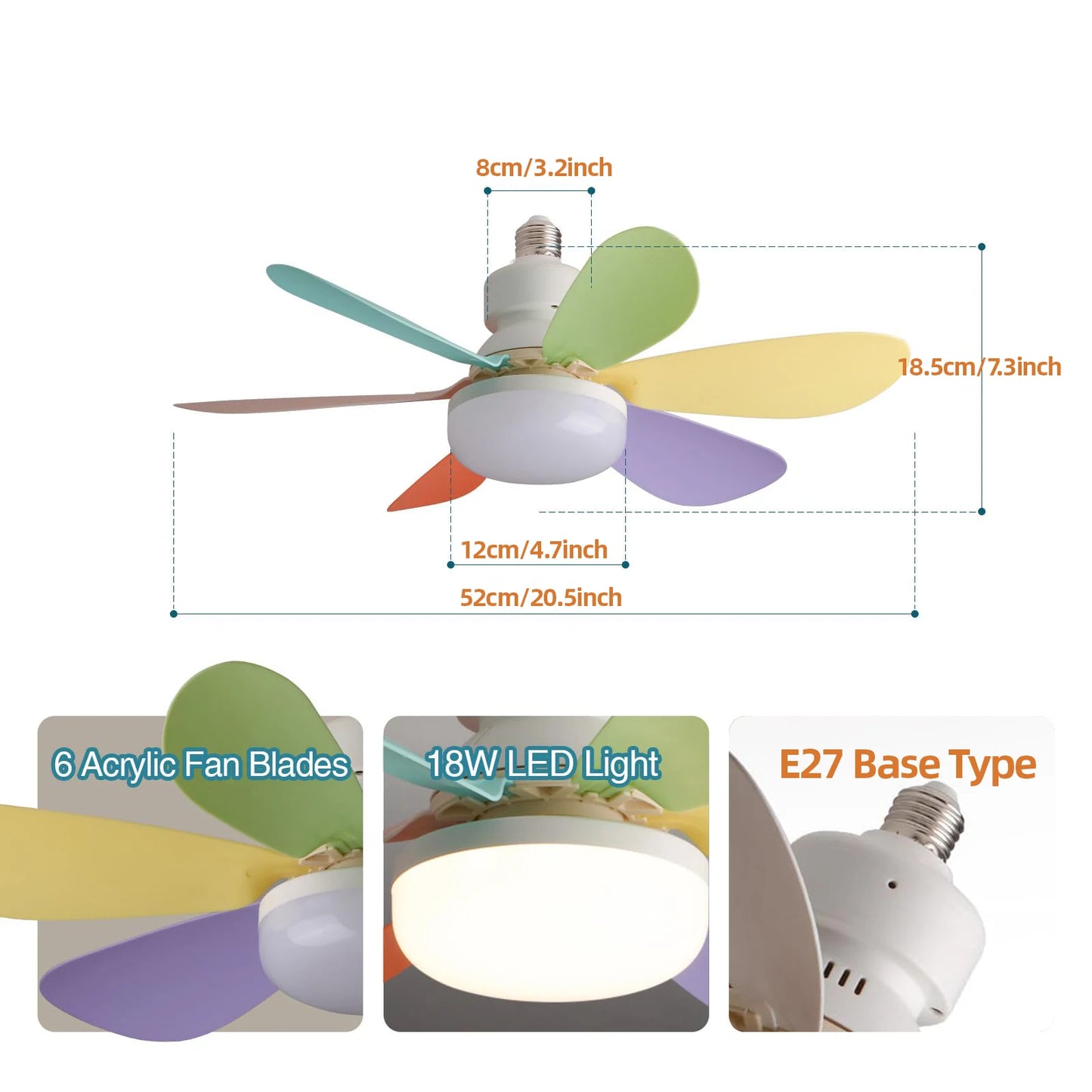 E27 Ceiling Fan with Light