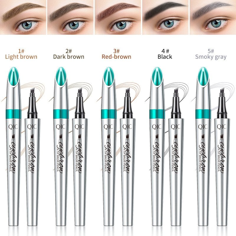 3D Waterproof Microblading Eyebrow Pen 4 Fork Tip Tattoo Pencil (Pack of 2)